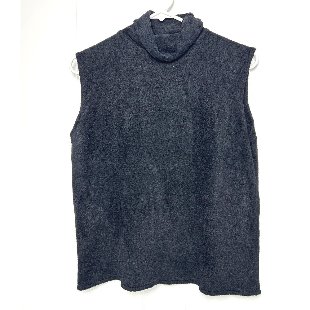 Eileen Fisher‎ Black Turtleneck Tank Sz L Italian Yarn Quiet luxery MInimalist